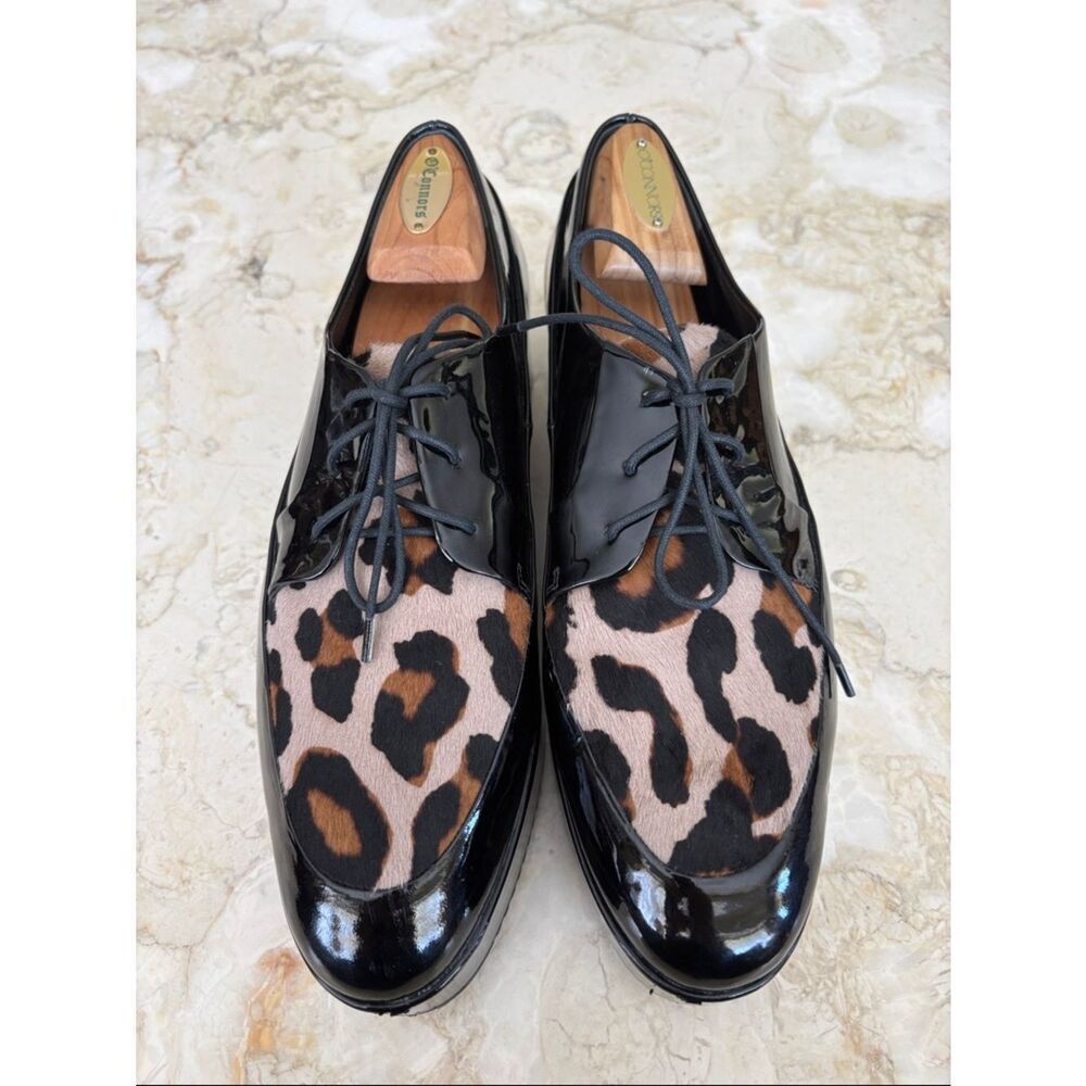 Högl Patent Leather & Leopard Pony Hair Platform Oxfords – EU 41 / UK 8 - Picture 3 of 14